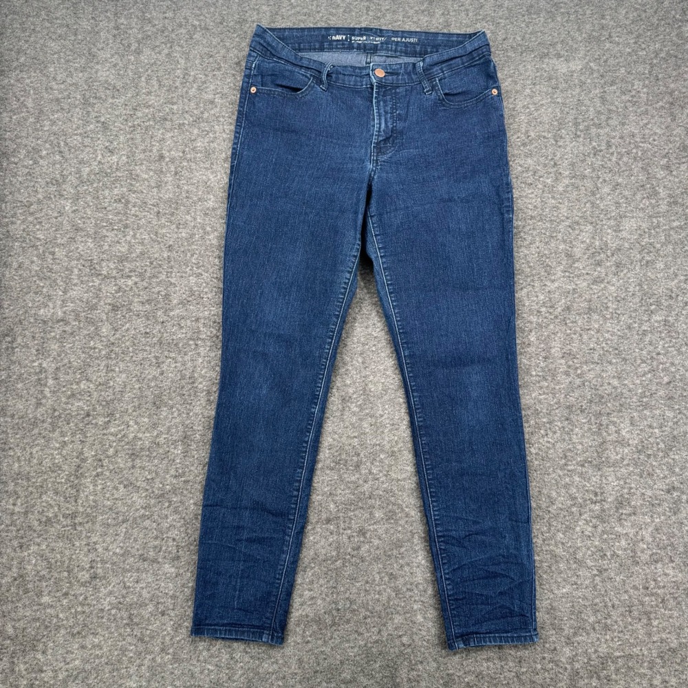 Old Navy Super Skinny Mid Rise Dark Wash Indigo Denim Jeans Womens Size 8 Crop